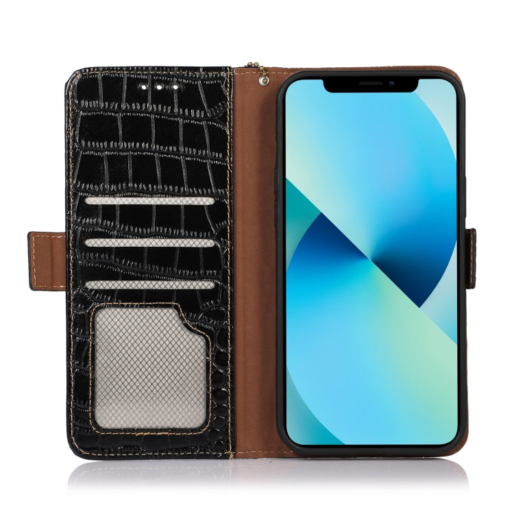 For Motorola Moto G Stylus 5G 2022 Crocodile Top Layer Cowhide Leather Phone Case(Black) - Motorola Cases by buy2fix | Online Shopping UK | buy2fix