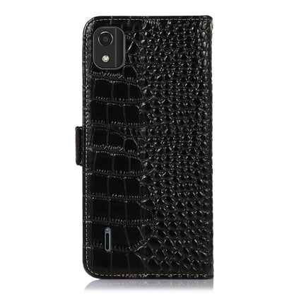 For Nokia C2 2nd Edition Crocodile Top Layer Cowhide Leather Phone Case(Black) - Nokia Cases by buy2fix | Online Shopping UK | buy2fix