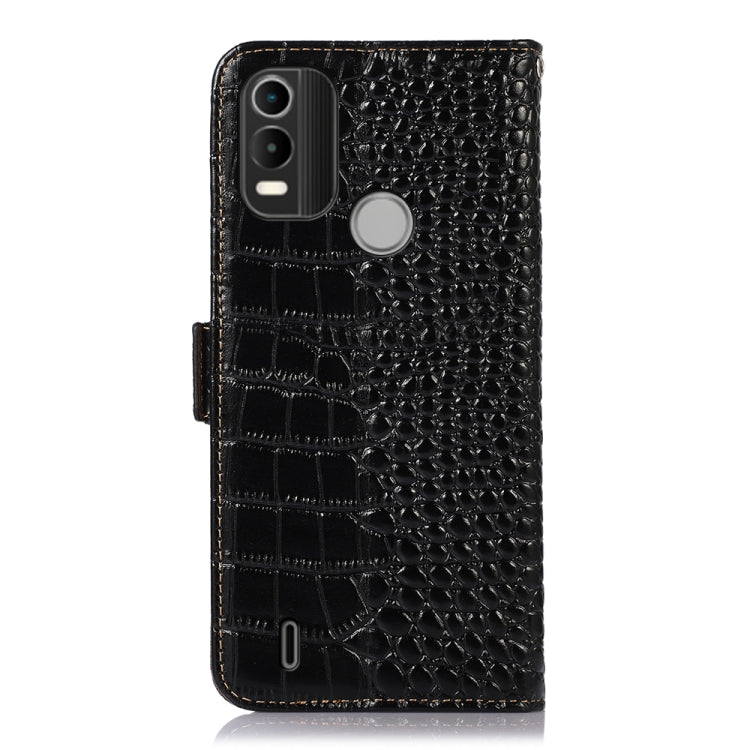 For Nokia C21 Plus Crocodile Top Layer Cowhide Leather Phone Case(Black) - Nokia Cases by buy2fix | Online Shopping UK | buy2fix