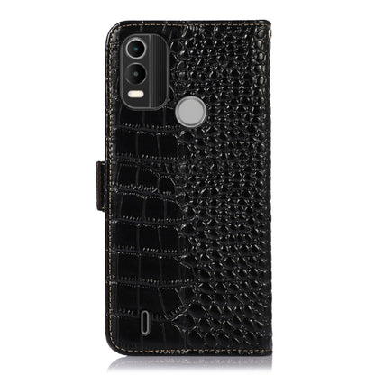 For Nokia C21 Plus Crocodile Top Layer Cowhide Leather Phone Case(Black) - Nokia Cases by buy2fix | Online Shopping UK | buy2fix