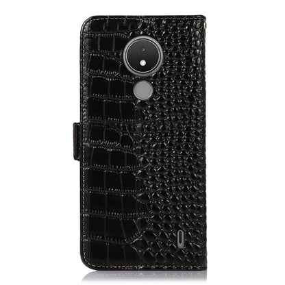 For Nokia C21 Crocodile Top Layer Cowhide Leather Phone Case(Black) - Nokia Cases by buy2fix | Online Shopping UK | buy2fix