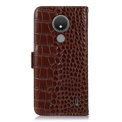 For Nokia C21 Crocodile Top Layer Cowhide Leather Phone Case(Brown) - Nokia Cases by buy2fix | Online Shopping UK | buy2fix