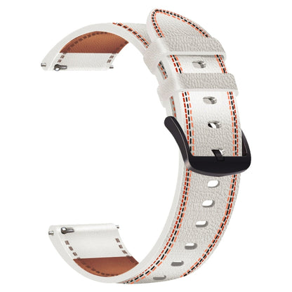 For Samsung Galaxy Watch 3 45mm Sewing Thread Genuine Leather Watch Band(White) - Watch Bands by buy2fix | Online Shopping UK | buy2fix