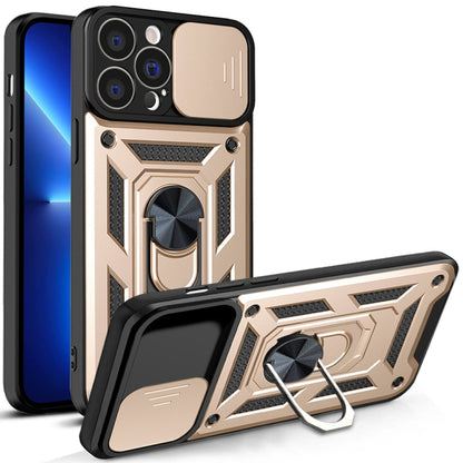 For iPhone 14 Plus Sliding Camera Cover Design TPU+PC Phone Case (Gold) by buy2fix