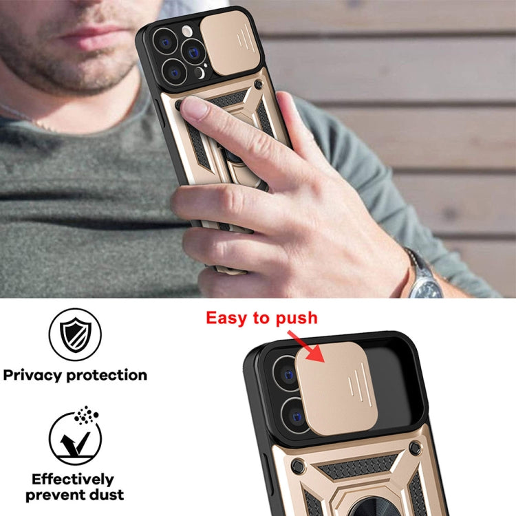 For iPhone 14 Plus Sliding Camera Cover Design TPU+PC Phone Case (Gold) by buy2fix