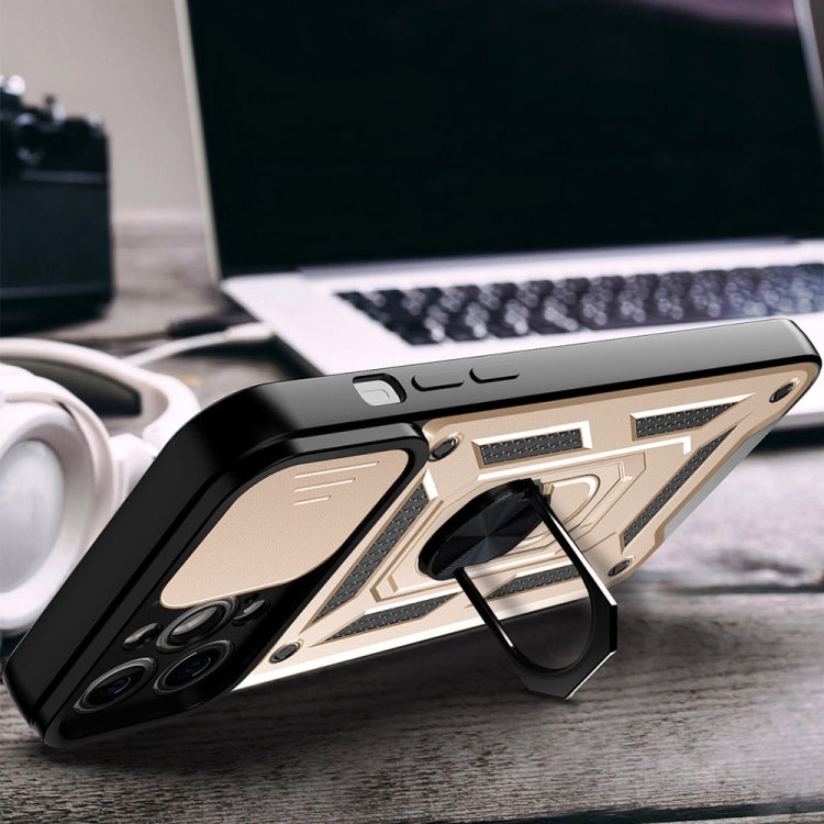 For iPhone 14 Plus Sliding Camera Cover Design TPU+PC Phone Case (Gold) by buy2fix