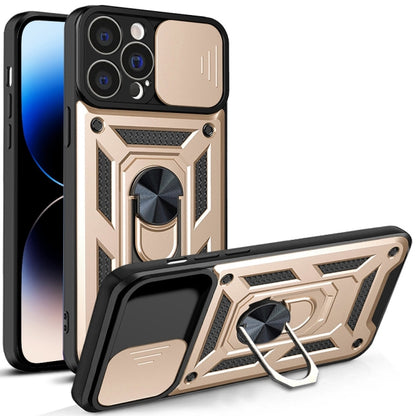 For iPhone 14 Pro Max Sliding Camera Cover Design TPU+PC Phone Case (Gold) by buy2fix