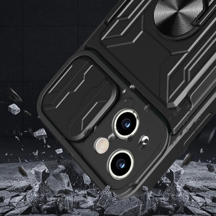 For iPhone 14 Pro Sliding Camshield TPU+PC Phone Case with Card Slot (Blue) by buy2fix