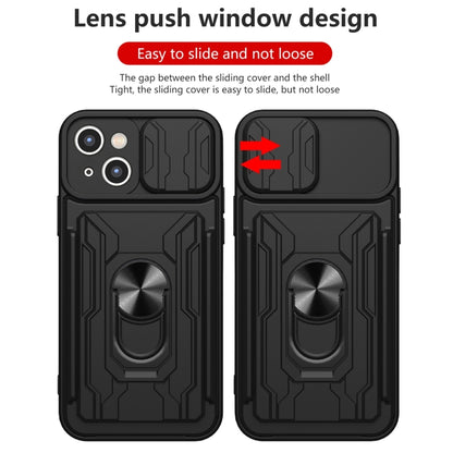 For iPhone 14 Pro Sliding Camshield TPU+PC Phone Case with Card Slot (Blue) by buy2fix