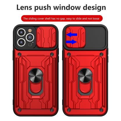 For iPhone 14 Plus Sliding Camshield TPU+PC Phone Case with Card Slot (Blue) by buy2fix