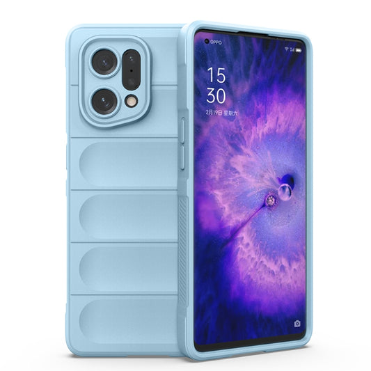 For OPPO Find X5 Magic Shield TPU + Flannel Phone Case(Light Blue) - OPPO Cases by buy2fix | Online Shopping UK | buy2fix