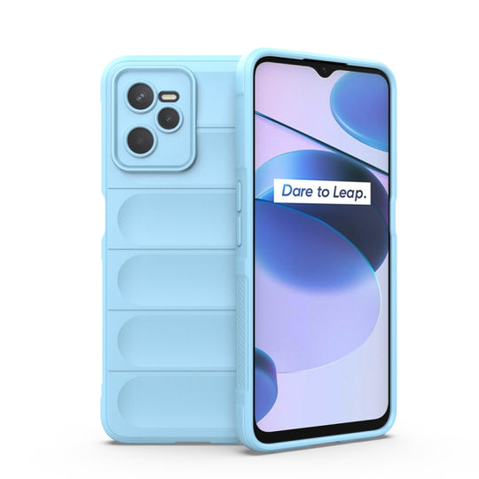 For OPPO Realme C35 Magic Shield TPU + Flannel Phone Case(Light Blue)