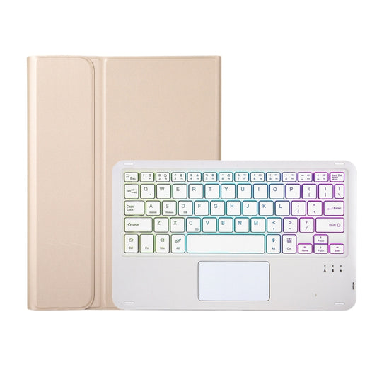 For Samsung Galaxy Tab S8 / S7 A700B-AS Lambskin Texture Backlight Bluetooth Keyboard Leather Tablet Case(Gold) by buy2fix