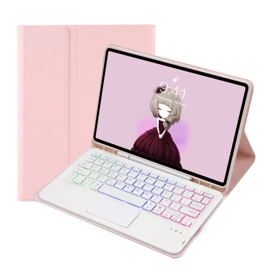 For Samsung Galaxy Tab S8 / S7 A700B-AS Candy Color Backlight Bluetooth Keyboard Leather Tablet Case(Pink)