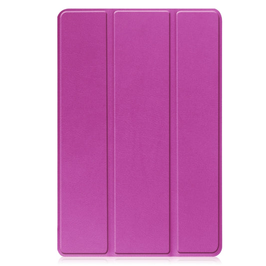 For Lenovo Tab M10 3rd Gen / TB328FU Custer Pure Color 3-Fold Holder Smart Leather Tablet Case(Purple) by buy2fix