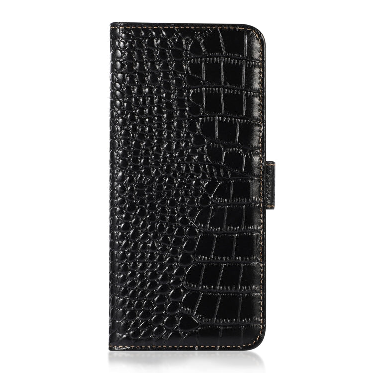 For Motorola Moto G52j 5G Crocodile Top Layer Cowhide Leather Phone Case(Black) - Motorola Cases by buy2fix | Online Shopping UK | buy2fix