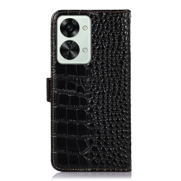 For OnePlus Nord 2T 5G Crocodile Top Layer Cowhide Leather Phone Case(Black) - OnePlus Cases by buy2fix | Online Shopping UK | buy2fix