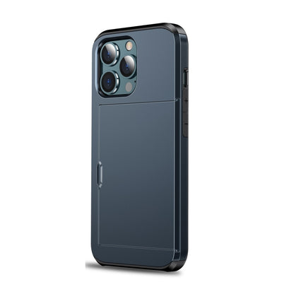 For iPhone 14 Pro Shockproof Armor Protective Phone Case with Slide Card Slot (Dark Blue) by buy2fix