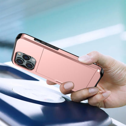 For iPhone 14 Pro Shockproof Armor Protective Phone Case with Slide Card Slot (Gold) by buy2fix