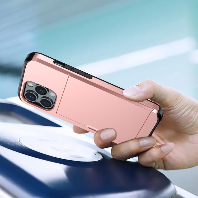 For iPhone 14 Pro Shockproof Armor Protective Phone Case with Slide Card Slot (Grey) by buy2fix