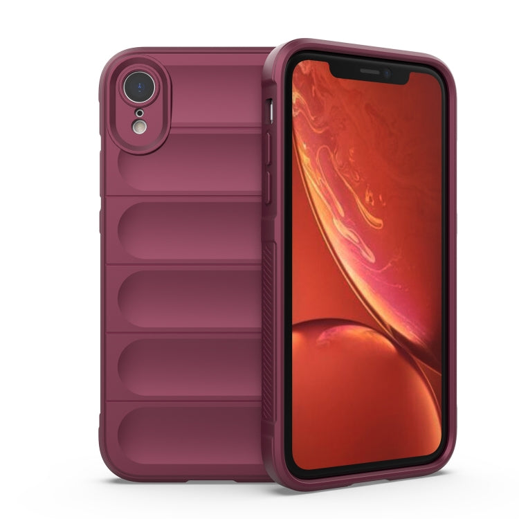 For iPhone XR Magic Shield TPU + Flannel Phone Case(Wine Red) by buy2fix