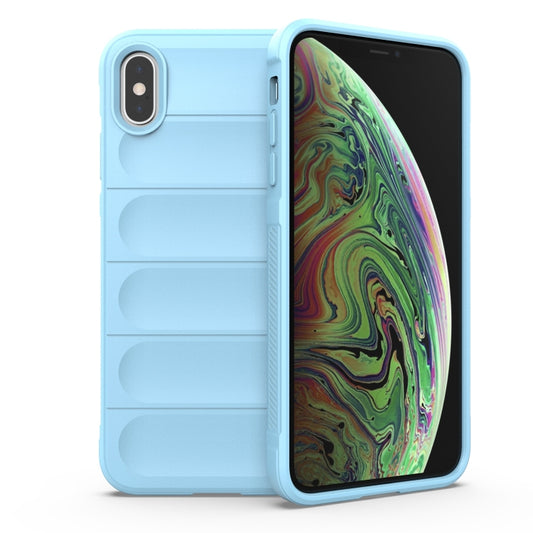 For iPhone X / XS Magic Shield TPU + Flannel Phone Case(Light Blue) by buy2fix