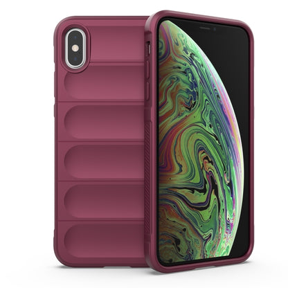 For iPhone X / XS Magic Shield TPU + Flannel Phone Case(Wine Red) by buy2fix
