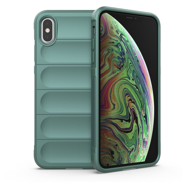 For iPhone XS Max Magic Shield TPU + Flannel Phone Case(Dark Green) by buy2fix