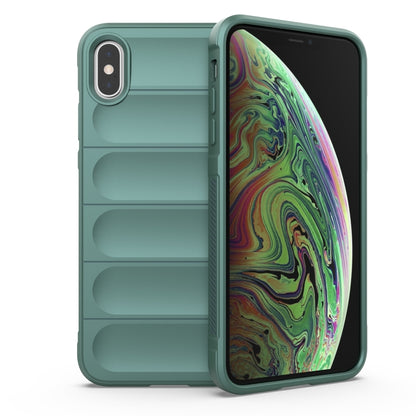 For iPhone XS Max Magic Shield TPU + Flannel Phone Case(Dark Green) by buy2fix