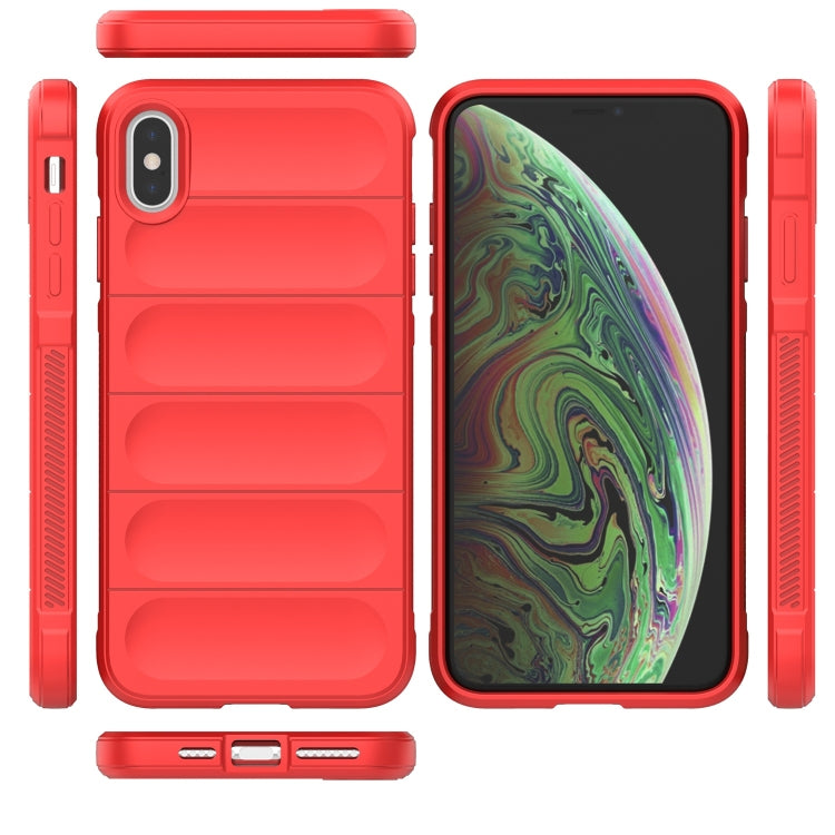 For iPhone XS Max Magic Shield TPU + Flannel Phone Case(Dark Blue) by buy2fix