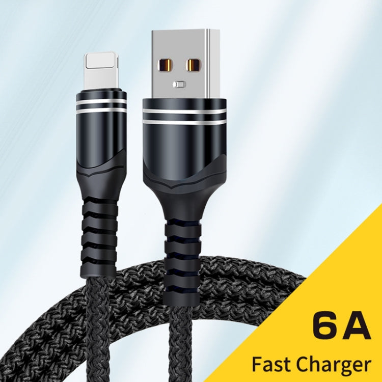 8 Pin 6A Woven Style USB Charging Cable, Cable Length: 1m(Black) - Normal Style Cable by buy2fix | Online Shopping UK | buy2fix