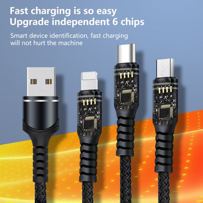 6A 66W 3 in 1 USB to 8 Pin + Micro USB + USB-C / Type-CFast Charging Braided Data Cable(Multicolor) - Multifunction Cable by buy2fix | Online Shopping UK | buy2fix