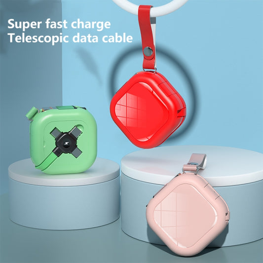 3 in 1 USB To 8 Pin + Micro USB + USB-C / Type-C Telescopic Charging Cable with Mobile Phone Holder(White) by buy2fix