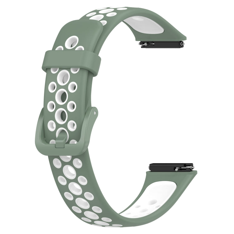 For Huawei Band 7 / 7 NFC Two-color Breathable Silicone Watch Band(Light Green+White) - Watch Bands by buy2fix | Online Shopping UK | buy2fix