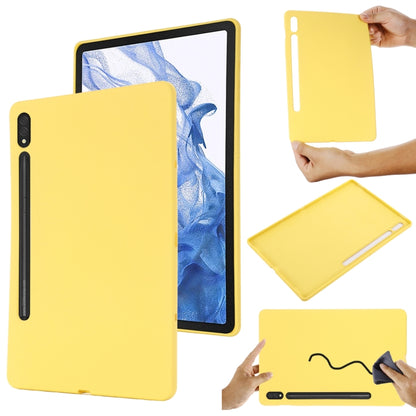 For Samsung Galaxy Tab S8 Ultra Pure Color Liquid Silicone Shockproof Tablet Case(Yellow) by buy2fix