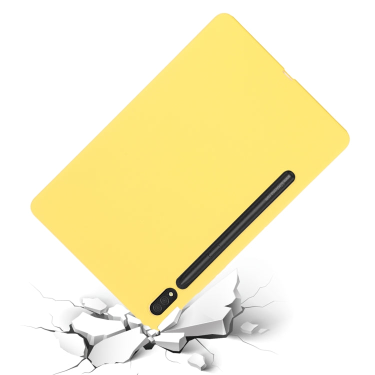 For Samsung Galaxy Tab S8 Ultra Pure Color Liquid Silicone Shockproof Tablet Case(Yellow) by buy2fix