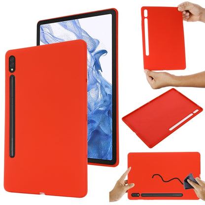 For Samsung Galaxy Tab S8 Ultra Pure Color Liquid Silicone Shockproof Tablet Case(Red) by buy2fix