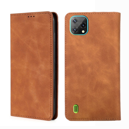 For Blackview A55 Skin Feel Magnetic Horizontal Flip Leather Phone Case(Light Brown) - More Brand by buy2fix | Online Shopping UK | buy2fix