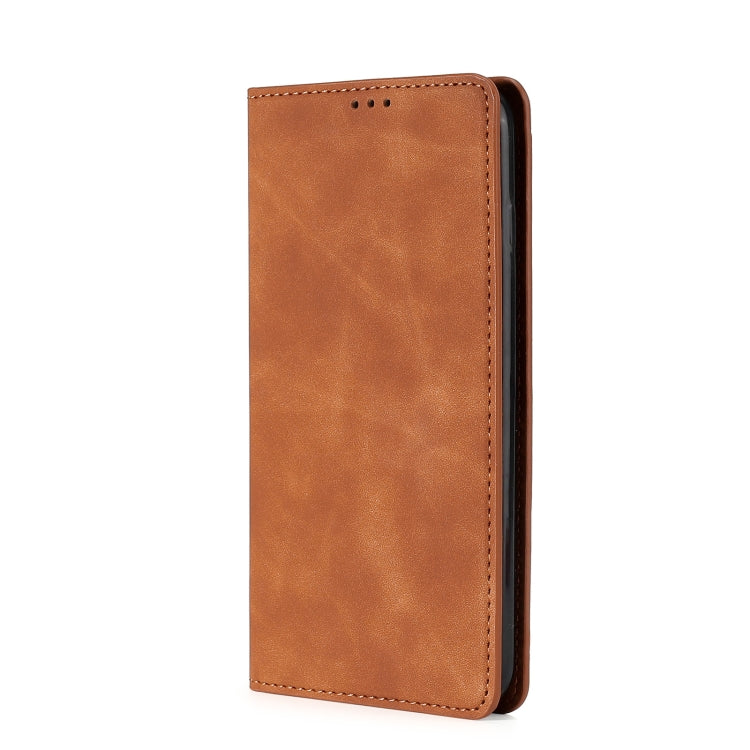 For Blackview A55 Skin Feel Magnetic Horizontal Flip Leather Phone Case(Light Brown) - More Brand by buy2fix | Online Shopping UK | buy2fix