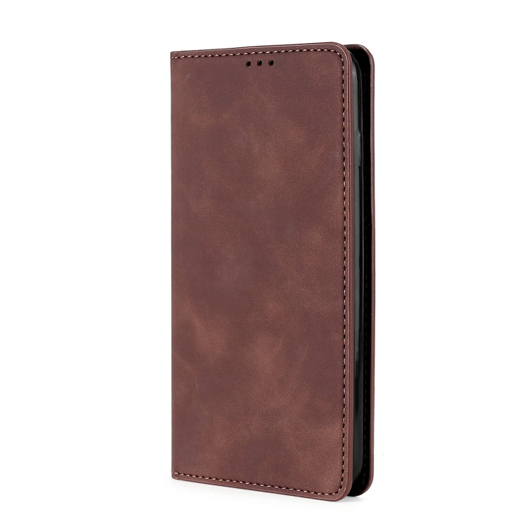 For Blackview A55 Pro Skin Feel Magnetic Horizontal Flip Leather Phone Case(Dark Brown) - More Brand by buy2fix | Online Shopping UK | buy2fix