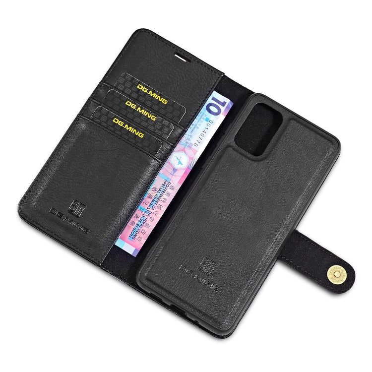 For Galaxy S20+ DG.MING Crazy Horse Texture Flip Detachable Magnetic Leather Case with Holder & Card Slots & Wallet(Black) by DG.MING