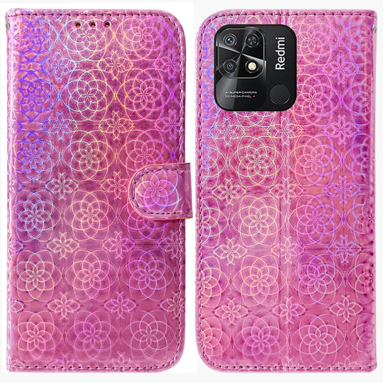 For Xiaomi Redmi 10C Colorful Magnetic Buckle Leather Phone Case(Pink)