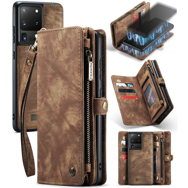 For Galaxy S20 Plus CaseMe Detachable Multifunctional Horizontal Flip Leather Case, with Card Slot & Holder & Zipper Wallet & Photo Frame(Brown) - Galaxy Phone Cases by CaseMe | Online Shopping UK | buy2fix