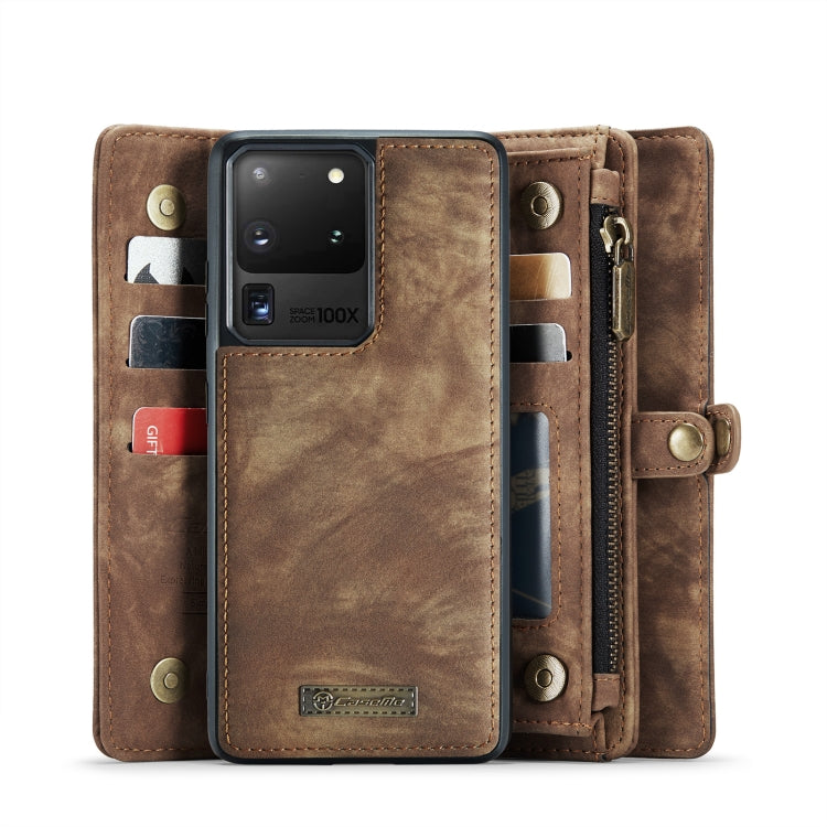 For Galaxy S20 Plus CaseMe Detachable Multifunctional Horizontal Flip Leather Case, with Card Slot & Holder & Zipper Wallet & Photo Frame(Brown) - Galaxy Phone Cases by CaseMe | Online Shopping UK | buy2fix