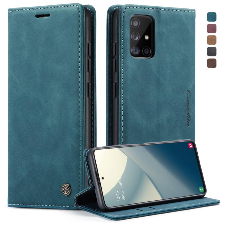For Galaxy A51 CaseMe Multifunctional Horizontal Flip Leather Case, with Card Slot & Holder & Wallet(Blue) by CaseMe