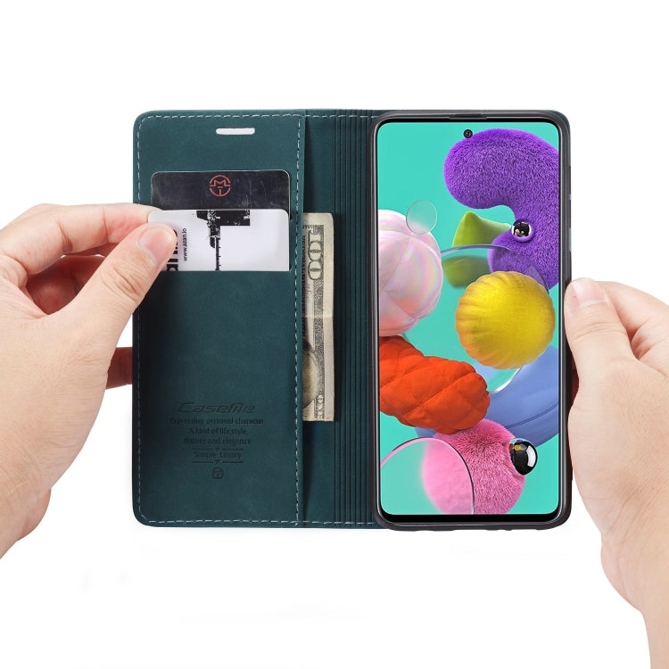 For Galaxy A51 CaseMe Multifunctional Horizontal Flip Leather Case, with Card Slot & Holder & Wallet(Blue) by CaseMe