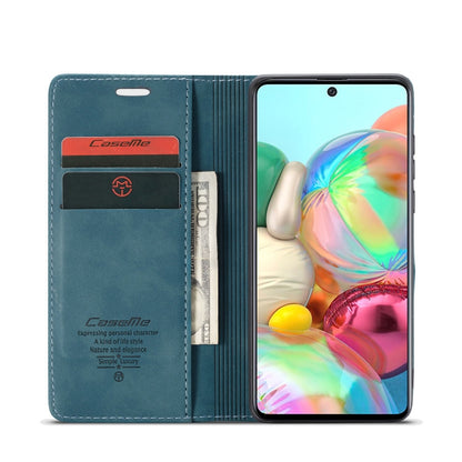 For Galaxy A71 CaseMe Multifunctional Horizontal Flip Leather Case, with Card Slot & Holder & Wallet(Blue) by CaseMe