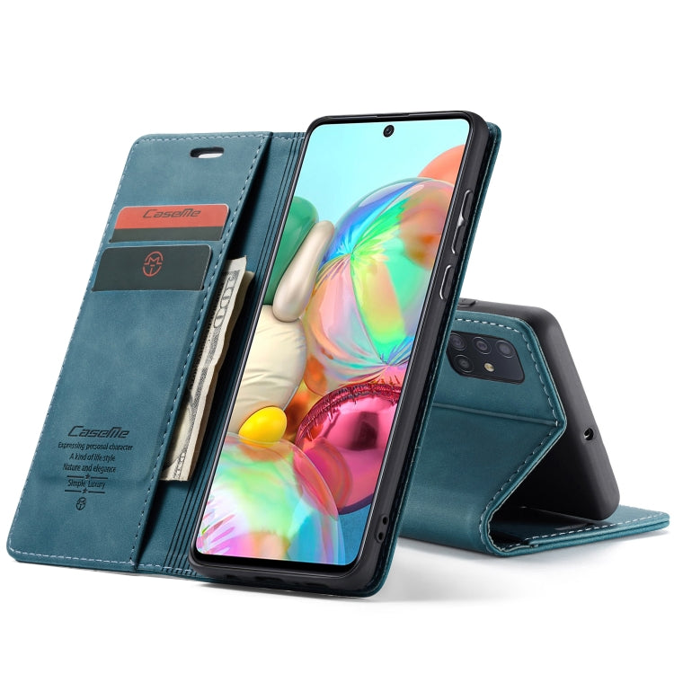 For Galaxy A71 CaseMe Multifunctional Horizontal Flip Leather Case, with Card Slot & Holder & Wallet(Blue) by CaseMe