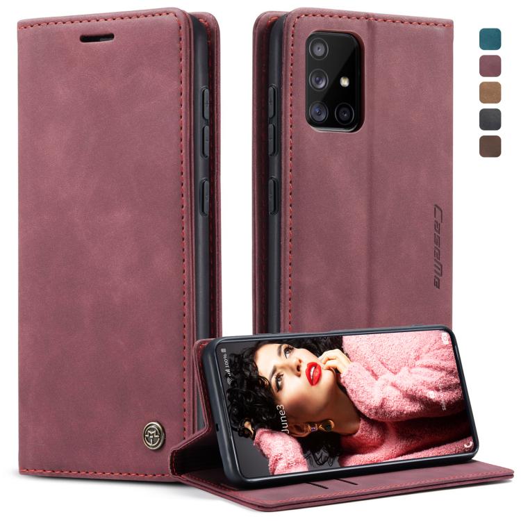 For Galaxy A71 CaseMe Multifunctional Horizontal Flip Leather Case, with Card Slot & Holder & Wallet(Wine Red) by CaseMe