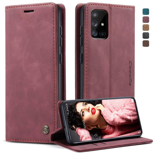 For Galaxy A71 CaseMe Multifunctional Horizontal Flip Leather Case, with Card Slot & Holder & Wallet(Wine Red) by CaseMe